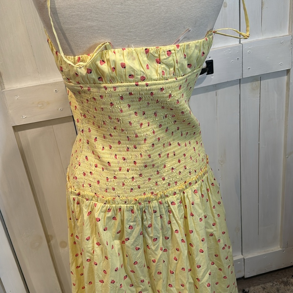 NEW Free People Lavender Daze Yellow Strawberry Dress - Picture 4 of 5